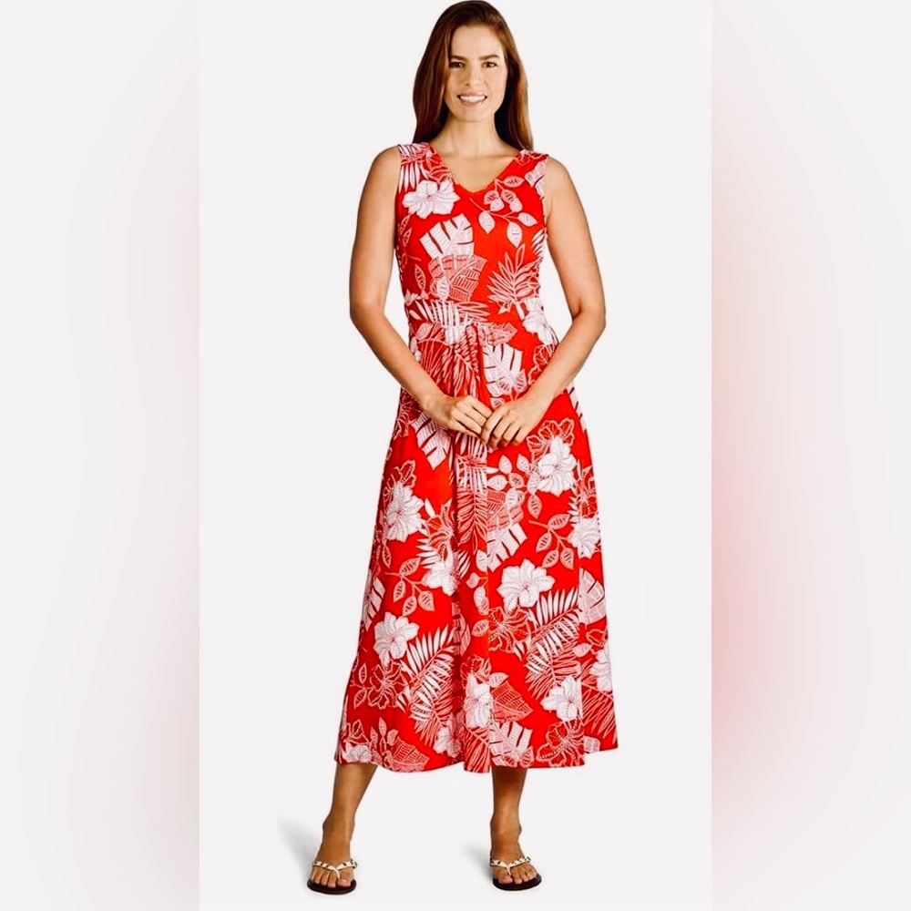 Ruby Rd. Tropical Puff Print Maxi Dress